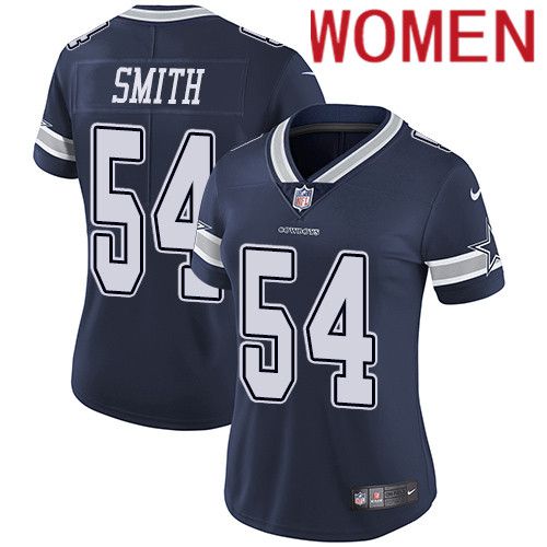 Women Dallas Cowboys #54 Jaylon Smith Nike Navy Vapor Limited NFL Jersey->women nfl jersey->Women Jersey
